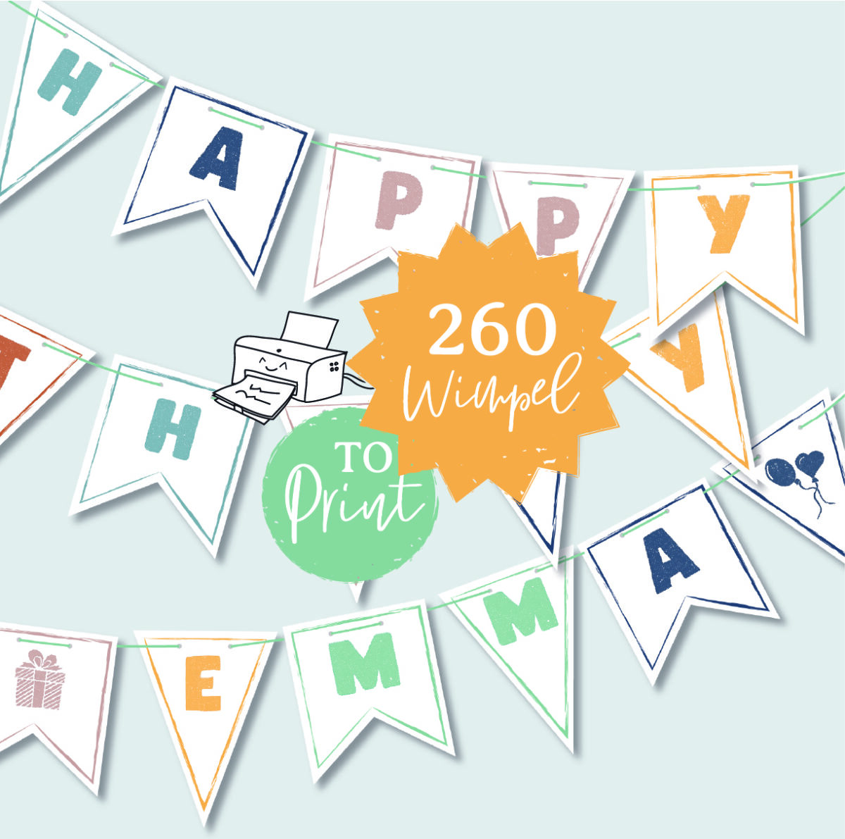 Wimpel-Paket zum Selbstausdrucken